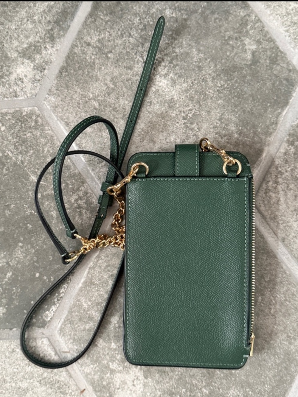 Coach North/South Phone Crossbody Bag in Everglade Deep Green Jewel Tone - Picture 2 of 14